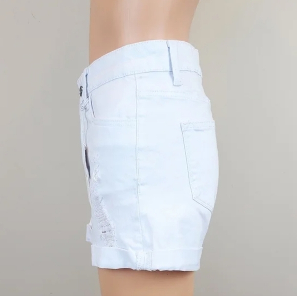 Kancan Folded hem Distressed Jeans Shorts - Picture 2 of 7